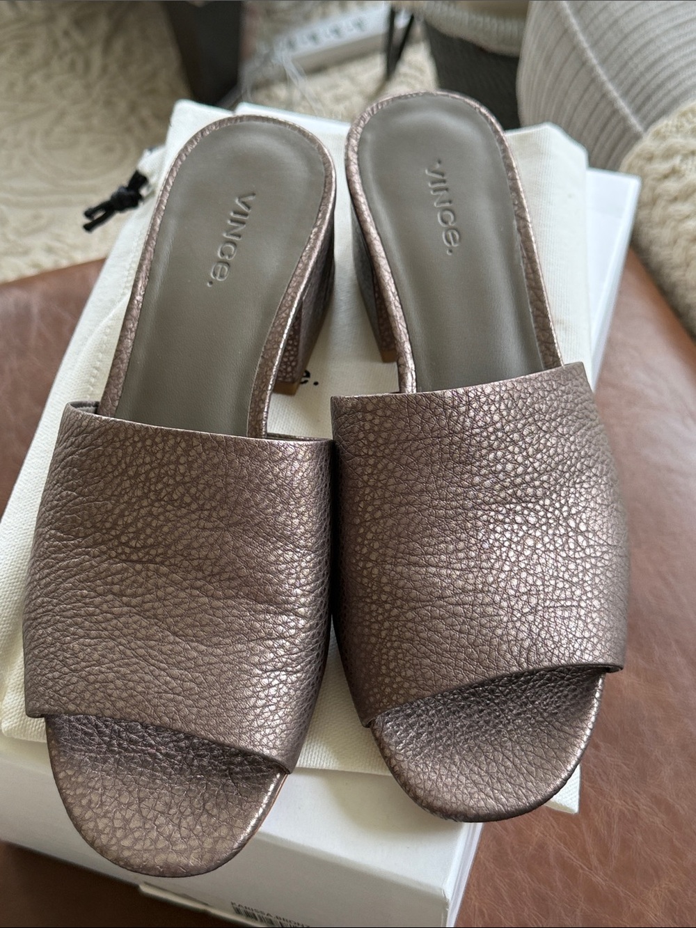NIB Vince Metallic Bronze Karissa  Mule sandals sz 7.5